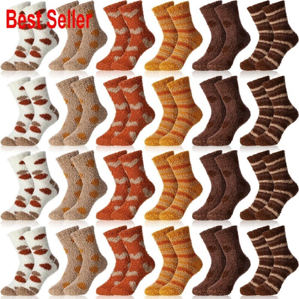 Fuzzy Socks Bulk 24 Pairs Winter Sleeping Slipper Socks Cozy Fleece Warm